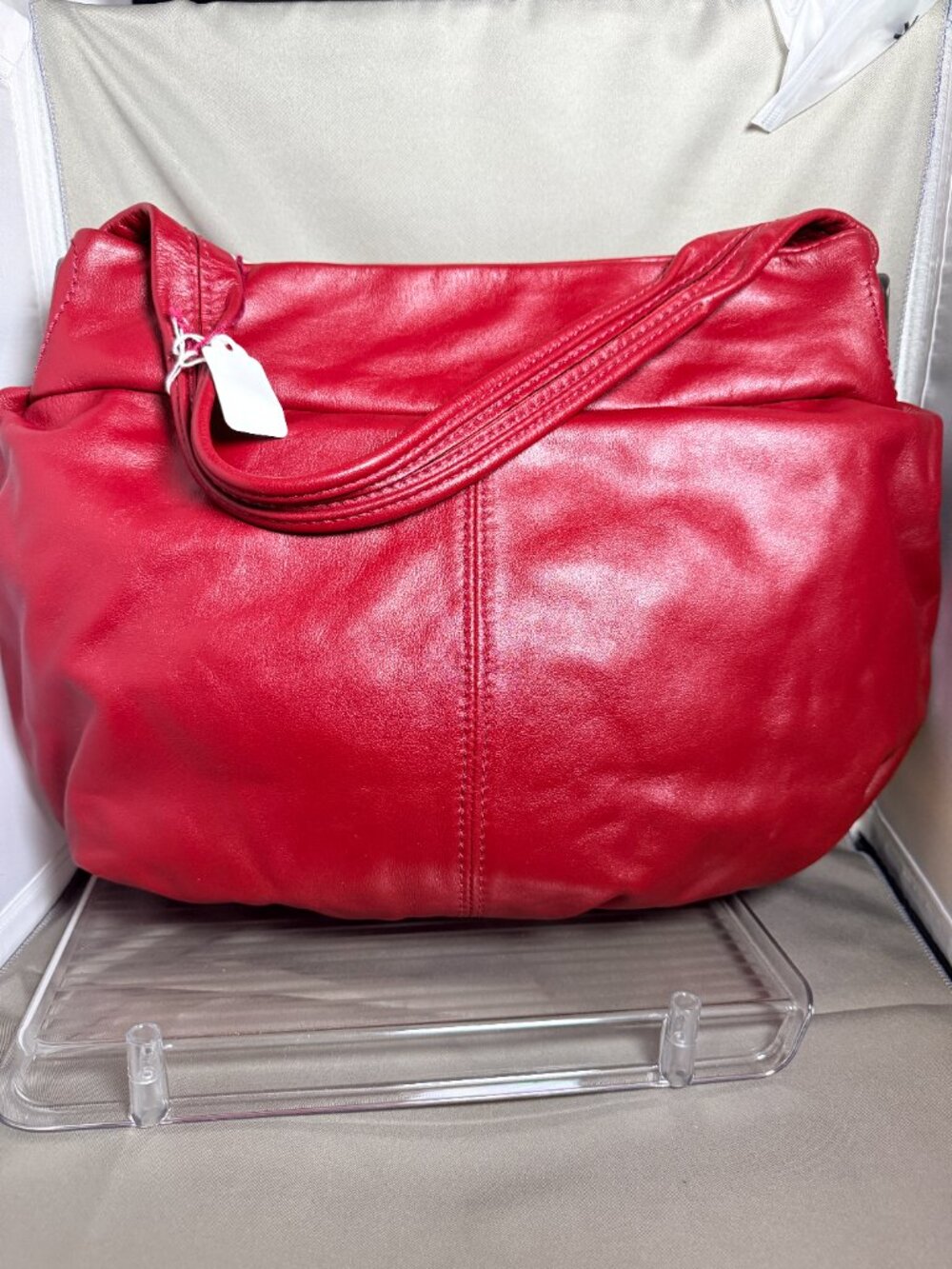 NWT Nicoli Prezzo Red Leather Shoulder Hobo Bag